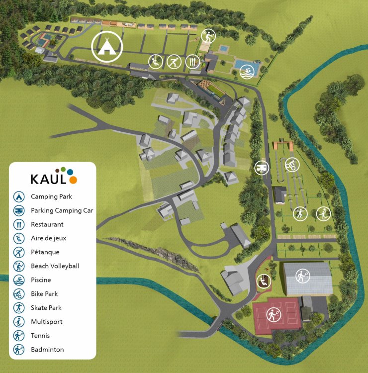 Camping map with facilities